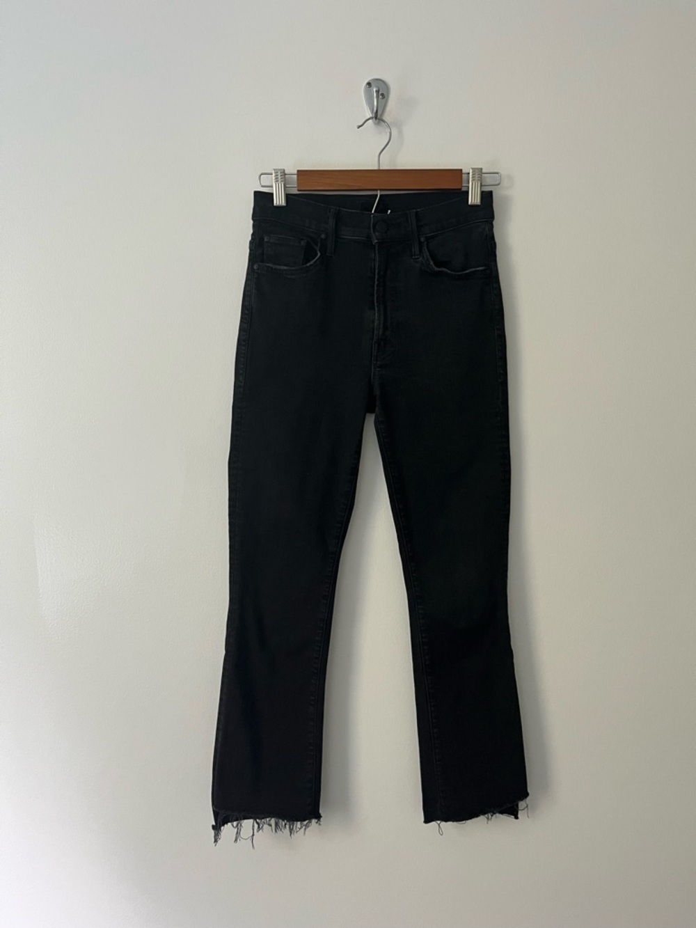 Mother Insider Crop Step Fray Not Guilty Black Jeans 26